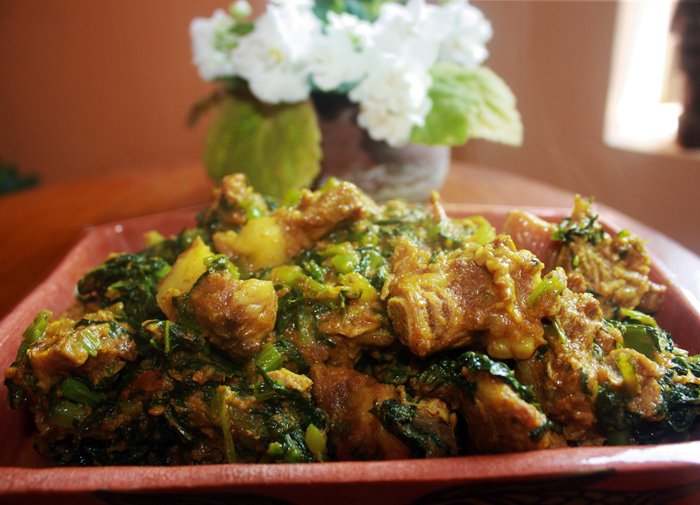 Pork with Mustard Leaves